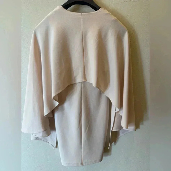 Dance and Marcel cream bodycon cape dress with slit size small - Picture 6 of 16